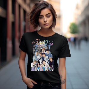 Tricou personalizat dama cu formatia Stray Kids Kpop - Img 2