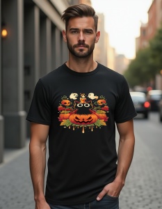 Tricou personalizat pentru barbati din bumbac 100% - Halloween Candle Trick