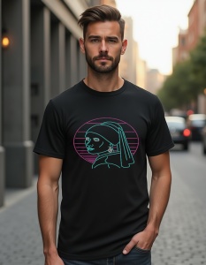 Tricou personalizat pentru bărbați din bumbac 100% - Neon Lady