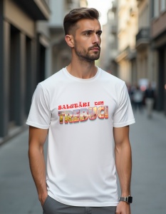 Tricou personalizat pentru bărbați din bumbac 100% - Salutări din Trebuci