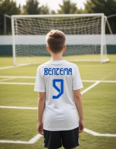 Tricou Personalizat pentru Copii cu Benzema la Real Madrid - Cadou Ideal pentru Fanii Fotbalului - Benzema Real Madrid Tricou Copii - Img 2