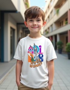 Tricou personalizat pentru copii din bumbac 100% - Bugs Bunny Style, Looney Tunes, desen animat, stil retro, amuzant