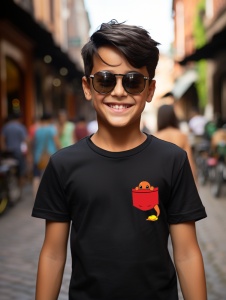 Tricou personalizat pentru copii din bumbac 100% cu imprimeu de buzunar - Charmander din Pokémon - Tricou pentru antrenorii Pokémon - Img 2