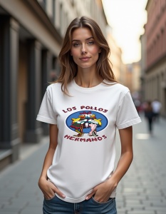 Tricou personalizat pentru dama din bumbac 100% - Los Pollos Hermanos