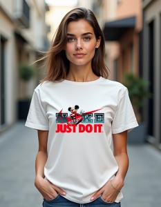 Tricou personalizat pentru dama din bumbac 100% - Mickey - Just Do It