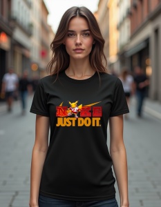 Tricou personalizat pentru dama din bumbac 100% - Pikachu - Just Do It