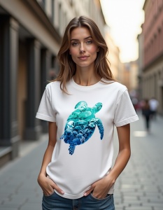 Tricou personalizat pentru dama din bumbac 100% - Sea Turtle Ocean