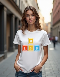 Tricou personalizat pentru dama din bumbac 100% - WASD - Img 2