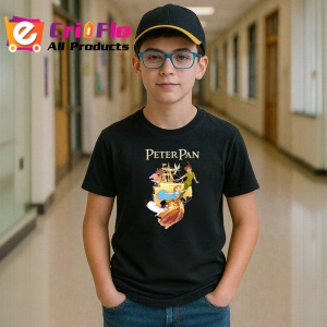 Tricou Peter Pan baiatul care nu vrea sa creasca si aventurile sale, Copii | Dama | Barbat , tricou negru