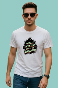 Tricou Pierced Mountains Weight Text Verde, Copii | Dama | Barbat - Img 2
