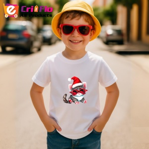 Tricou Pisica Craciun cu caciula si ochelari rosii Copii | Dama | Barbat - Img 10
