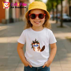 Tricou Pisica Craciun cu ochelari si coada pufoasa Copii | Dama | Barbat - Img 11