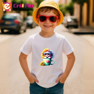 Tricou Pisica cu cana de cafea si ochelari albastri Copii | Dama | Barbat - Img 10