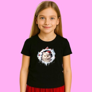 Tricou Pisica Cu Casuta Si Zapada Craciun, din bumbac 100% Copii | Dama | Barbat - Img 3