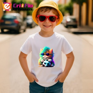 Tricou Pisica curcubeu cu minge si efecte luminoase Copii | Dama | Barbat - Img 10