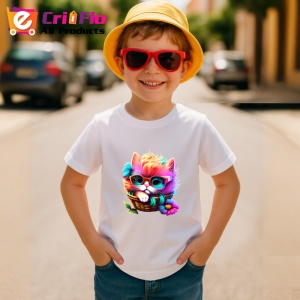 Tricou Pisica curcubeu cu ochelari verzi in stil cool Copii | Dama | Barbat - Img 10