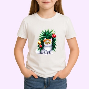 Tricou Pisica decorata cu globuri si ochelari de soare Copii | Dama | Barbat - Img 3