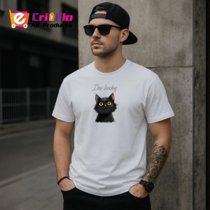 Tricou Pisica Neagra Ochi Galbeni, din bumbac 100% , tricou alb pentru Copii | Dama | Barbat - Img 9