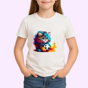 Tricou Pisica pufoasa roz albastra cu efecte de vopsea Copii | Dama | Barbat - Img 3