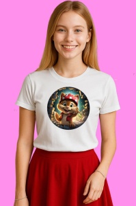 Tricou Pisicuta Cu Fes Rosu, din bumbac 100% Copii | Dama | Barbat