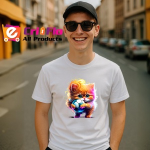 Tricou Pisicuta cu ochelari si minge colorata stil graffiti Copii | Dama | Barbat - Img 6