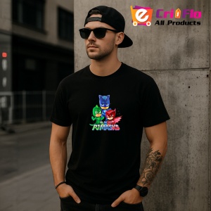 Tricou pj masks supereroi copii care lupta cu raufacatorii pe timp de noapte, Copii | Dama | Barbat , tricou negru - Img 7