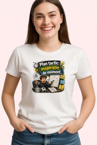 Tricou Plan Tactic Inspiratie De Moment Antrenor, din bumbac 100% , tricou alb pentru Copii | Dama | Barbat - Img 2