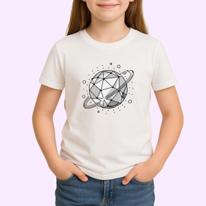 Tricou Planeta Cu Inele Stil Poligonal, Copii | Dama | Barbat - Img 3