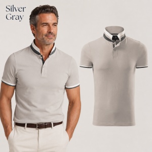 Tricou Polo Bărbați 256 Collar Up, 100% Bumbac, 215 g/m², Guler cu Contrast, 2 Nasturi, S–3XL, 10 Culori - Img 17