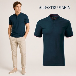 Tricou Polo Bărbați Malfini 273 Diamond, 100% Bumbac, 215 g/m², Guler Tip Bomber, 8 Culori - Img 11