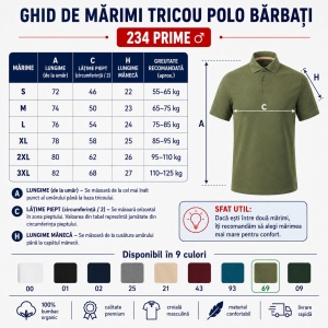 Tricou Polo Bărbați Malfini Prime GOTS 234, 100% Bumbac Organic, 200 g/m², Mărimi S 3XL, 9 Culori - Img 4