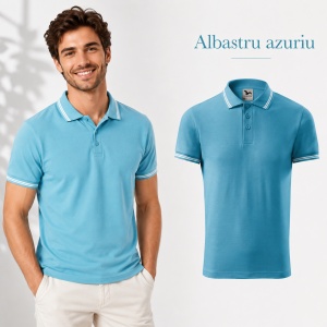 Tricou Polo Bărbați Malfini Urban 219, cu Dungi la Guler, Tip Tommy, 65% Bumbac, 200 g/m², 19 Culori, Mărimi S–3XL - Img 14