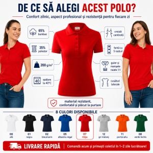 Tricou polo cambrat Femei | 8 culori disponibile - R23 - Img 2