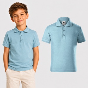 Tricou polo copii, fete și băieți, 65% bumbac, 200 g/m², mărimi 4–12 ani - Img 17