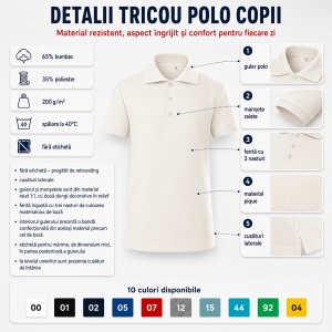 Tricou Polo Copii Tip Tommy – Cu Guler, Calitate Premium, pentru Școală, Băieți și Fete - Img 9