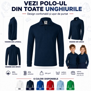 Tricou Polo cu Mâneci Lungi pentru Băieți Bluza Polo Copii - Img 6