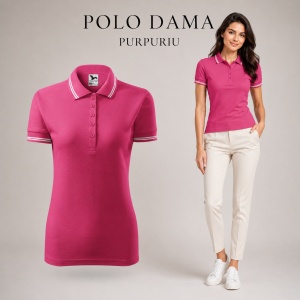 Tricou Polo Damă cu dungi la guler, bumbac 65%, marimi XS - 2XL - 19 nuanțe - Img 17