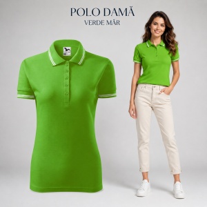 Tricou Polo Damă cu dungi la guler, bumbac 65%, marimi XS - 2XL - 19 nuanțe - Img 27