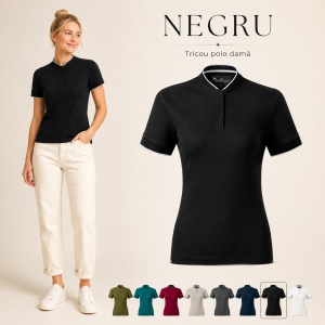Tricou Polo Damă Malfini Diamond 274 – 100% Bumbac, 215 g/m², Guler Tip Bomber, Croială Cambrată - Img 13