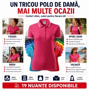 Tricou Polo Damă Malfini Urban 220 – 19 Culori, XS–2XL - Img 6