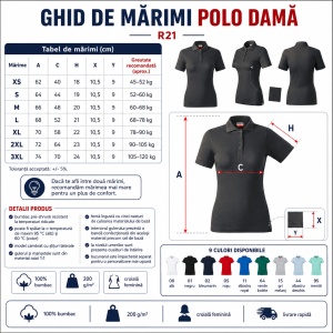 Tricou Polo Damă Rimeck Resist Heavy Polo R21 – 100% Bumbac, 200 g/m², Croială Cambrată - Img 8