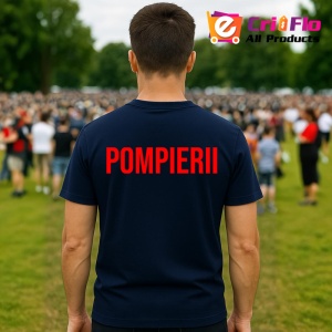 Tricou POMPIER, Personalizat | Unisex Dama si Barbat, Albastru Inchis - Img 4