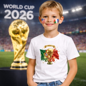 Tricou Portugal World Cup 2026 Fifa V2, din bumbac 100%, tricou alb, Copii | Dama | Barbat - Img 5
