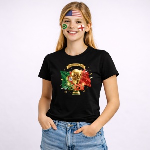 Tricou Portugal World Cup 2026 Fifa V2, din bumbac 100%, tricou negru, Copii | Dama | Barbat - Img 3