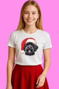 Tricou Portuguese Water Dog Craciun Portret, din bumbac 100%, tricou alb, Copii | Dama | Barbat - Img 2
