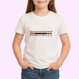 Tricou Positivity Text Minimalist Portocaliu V1, din bumbac 100% , tricou alb pentru Copii | Dama | Barbat - Img 2