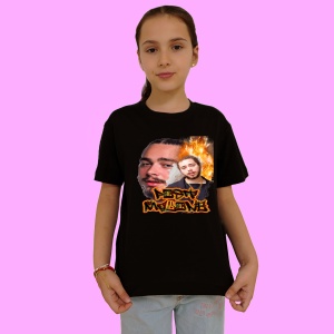Tricou Post Malone - Flames Style, muzica RAP, Dama | Barbat | Copii, Culoare Negru - Img 2