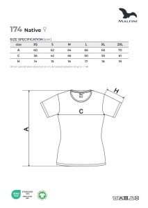 tabel marimi dimensiuni tricou premium dama din bumbac organic