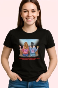 Tricou prietenele prietenia este cea mai buna forma de iubire mesaj emotionant, Copii | Dama | Barbat , tricou negru - Img 2