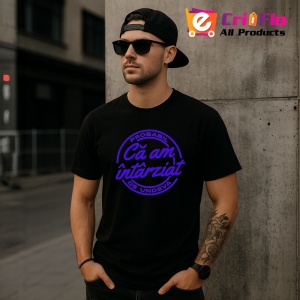 Tricou probabil ca am intarziat de undeva mesaj ironic, Copii | Dama | Barbat , tricou negru - Img 7